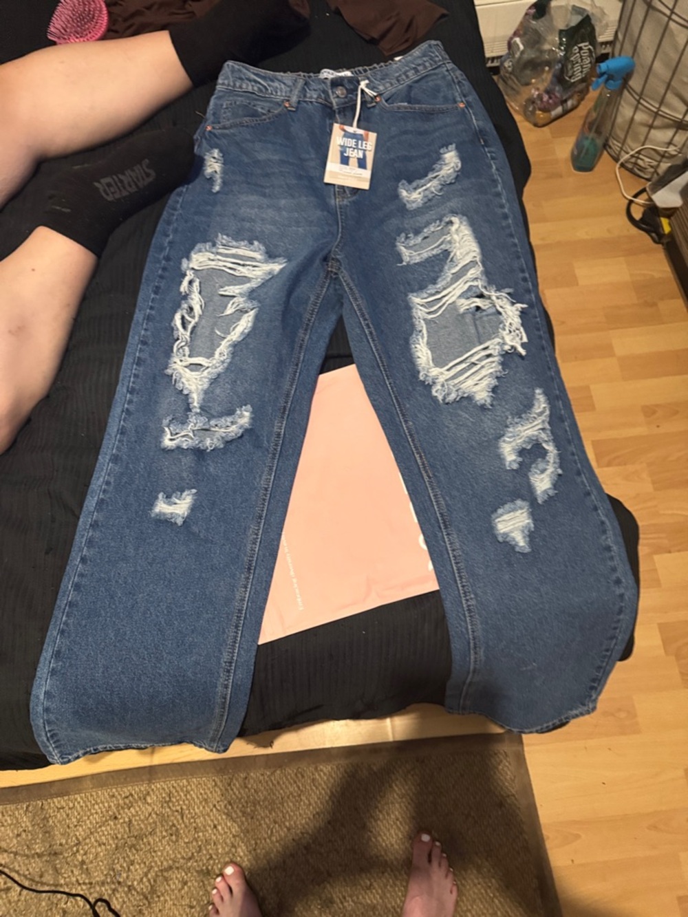 Wax Jean Medium Blue Drawstring Waist Jeans - Picture 7 of 8